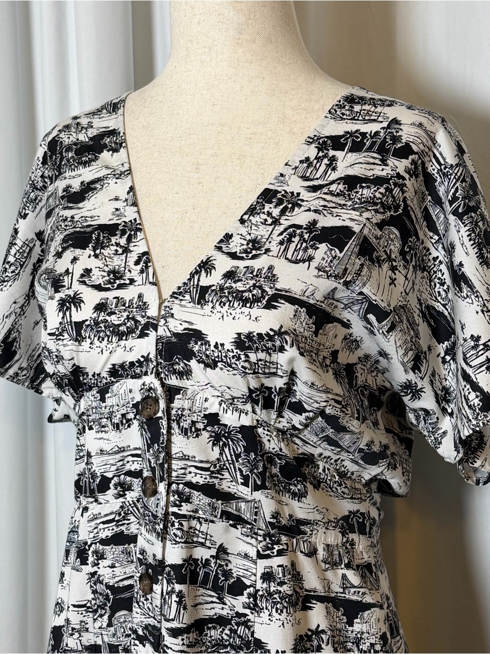 Marine Layer Camila San Francisco Toile Mini Dress Pockets Medium - Picture 8 of 13